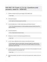 ASU BIO 181 Exam 3 (13-16). Questions and answers, rated A+. VERIFIED.