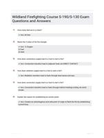Wildland Firefighting Course S-190/S-130 Exam Questions and Answers