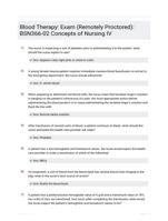 Blood Therapy: Exam (Remotely Proctored): BSN366-02 Concepts of Nursing IV