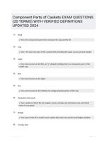 Component Parts of Caskets EXAM QUESTIONS (20 TERMS) WITH VERIFIED DEFINITIONS UPDATED 2024