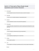 Unit 6: A Time and a Place Study Guide Questions and Correct Answers