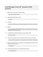 Food Manager Exam - Questions With Answers