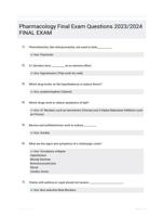 Pharmacology Final Exam Questions  1.When administering the drug senna to a patient, a health care provider must inform the patient of which of the following a.This drug is intended to lower blood pressure and is best used in combination with other ant