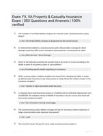 Exam FX, VA Property & Casualty Insurance Exam | 303 Questions and Answers | 100% verified