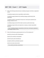 MKT 300 - Exam 1 - UKY Hapke
