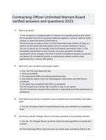 Contracting Officer Unlimited Warrant Board verified answers and questions 2023.
