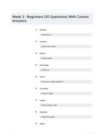 Week 3 - Beginners |30 Questions| With Correct Answers.