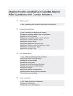 Shadow Health: Alcohol Use Disorder, Rachel Adler Questions with Correct Answers