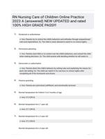RN Nursing Care of Children Online  Practice 2023 A (answered) NEW UPDATED and rated 100% HIGH GRADE PASS!!!