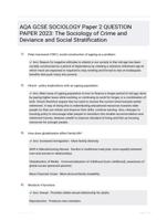 AQA GCSE SOCIOLOGY Paper 2 QUESTION PAPER 2023: The Sociology of Crime and Deviance and Social Stratification