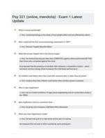 Psy 321 (online, mendolia) - Exam 1 Latest Update