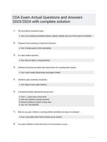 CDA Exam Actual Questions and Answers 2023/2024 with complete solution
