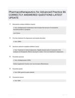 Pharmacotherapeutics for Advanced Practice 86 CORRECTLY ANSWERED QUESTIONS LATEST UPDATE