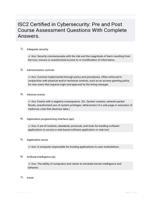 ISC2 Certified in Cybersecurity: Pre and Post Course Assessment Questions With Complete Answers.