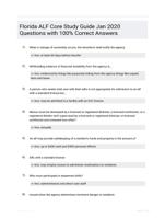 Florida ALF Core Study Guide Jan 2020 Questions with 100% Correct Answers