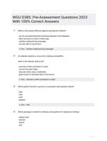 WGU D385: Pre-Assessment Questions 2023 With 100% Correct Answers