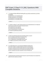 EMT Exam 2 Chap 9-13 (JBL) Questions With Complete Solutions