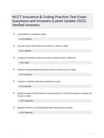 NCCT Insurance & Coding Practice Test Exam Questions and Answers (Latest Update 2023) Verified Answers