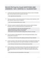 NCLEX PN Final for Knott QUESTIONS AND ANSWERS 100% VERIFIED A+ GUARANTEED