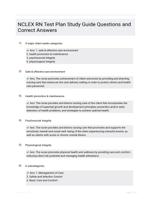 NCLEX RN Test Plan Study Guide Questions and Correct Answers