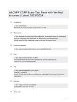 AACVPR CCRP Exam Test Bank with Verified Answers | Latest 2023/2024
