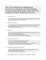 WGU D237 Mathematics Methods and Instruction for Students with Mild/Moderate Exceptionalities Study Guide | Latest 2023/24 | Updated & Verified | Guaranteed Success