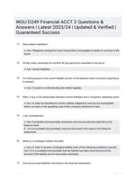 WGU D249 Financial ACCT 2 Questions & Answers | Latest 2023/24 | Updated & Verified | Guaranteed Success