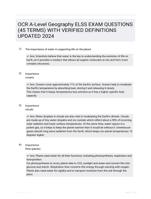OCR A-Level Geography ELSS EXAM QUESTIONS (45 TERMS) WITH VERIFIED DEFINITIONS UPDATED 2024