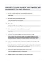 Certified Floodplain Manager Test  Questions and Answers with Complete Solutions