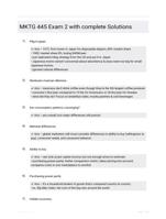 MKTG 445 Exam 2 with complete Solutions