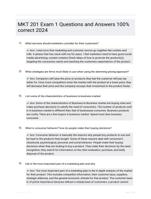 MKT 201 Exam 1 Questions and Answers 100% correct 2024