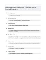 NUR 163, Exam 1 Hondros Quiz with 100% Correct Answers.