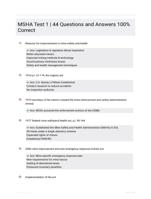 MSHA Test 1 | 44 Questions and Answers 100% Correct