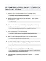 Group Personal Training - NASM |115 Questions| With Correct Answers.