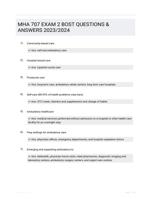 MHA 707 EXAM 2 BOST QUESTIONS & ANSWERS 2023/2024