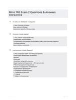 MHA 702 Exam 2 Questions & Answers 2023/2024