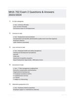 MHA 702 Exam 2 Questions & Answers 2023/2024