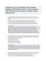 Chapter 64: Care of Patients with Diabetes Mellitus QUESTIONS EXAM 3 Study Guide (Latest 2024 / 2025 )