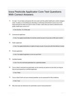 Iowa Pesticide Applicator Core Test Questions With Correct Answers