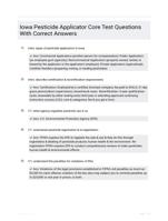 Iowa Pesticide Applicator Core Test Questions With Correct Answers