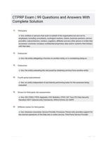 CTPRP Exam | 99 Questions and Answers With Complete Solution