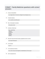 COMAT - Family Medicine questions with correct answers