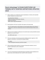 Davis Advantage ?s EXAM QUESTIONS (40 TERMS) WITH VERIFIED DEFINITIONS UPDATED 2024