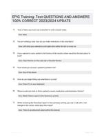 EPIC Training: Test QUESTIONS AND ANSWERS 100% CORRECT 2023|2024 UPDATE