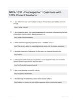 NFPA 1031 - Fire Inspector 1 Questions with 100% Correct Solutions