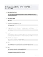 EHR specialist EXAM WITH VERIFIED SOLUTIONS
