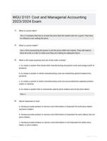 WGU D101 Cost and Managerial Accounting 2023/2024 Exam