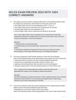 NCLEX EXAM PREVIEW 2023 WITH 100% CORRECT ANSWERS