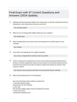 Final Exam with 47 Correct Questions and Answers (2024 Update).