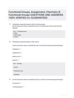 Functional Groups,Assignment, Chemistry B: Functional Groups QUESTIONS AND ANSWERS 100% VERIFIED A+ GUARANTEED